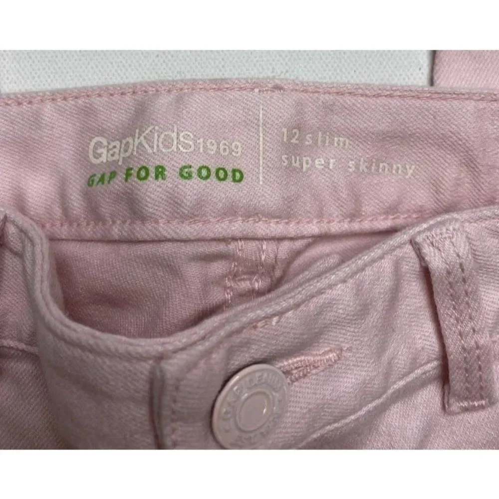 Girls Light Pink Denin Jeans Hearts Adjustable Waist‎ Super Skinny 12 Slim NEW